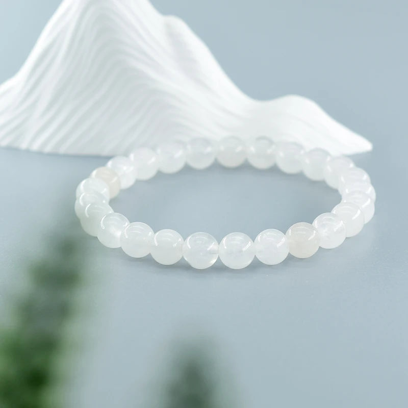 Genuine Natural White and black Jade Bead Bracelet unisex