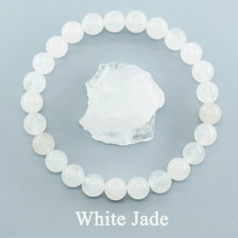 Genuine Natural White and black Jade Bead Bracelet unisex