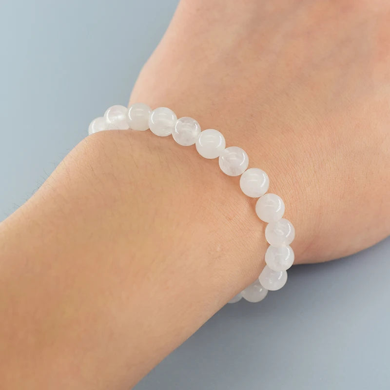 Genuine Natural White and black Jade Bead Bracelet unisex