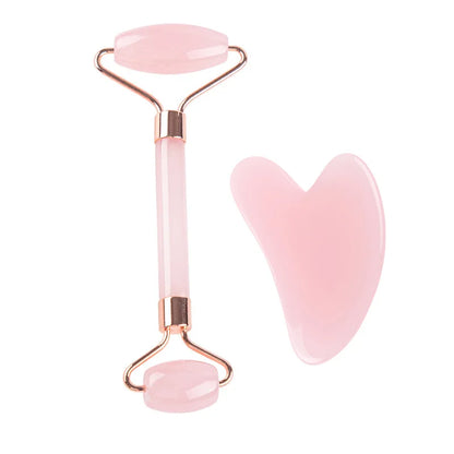 Rose Quartz Gua Sha face massage Roller set