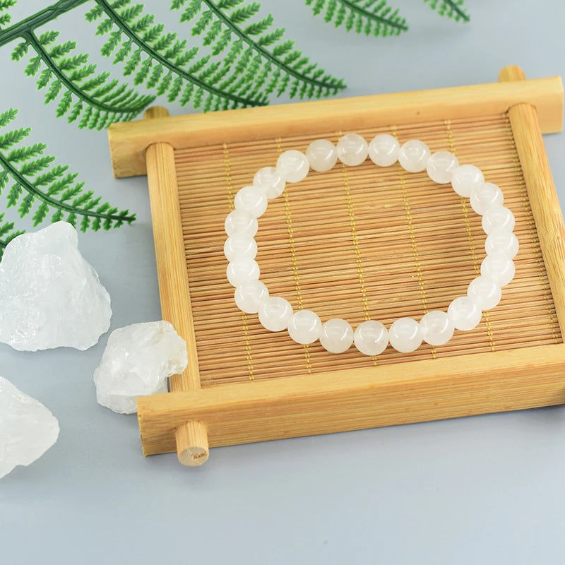 Genuine Natural White and black Jade Bead Bracelet unisex