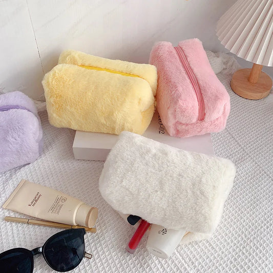 Fur Makeup Bags for Women Soft Travel  Bag