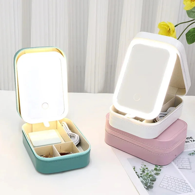 LED Mirror Makeup Storage Box