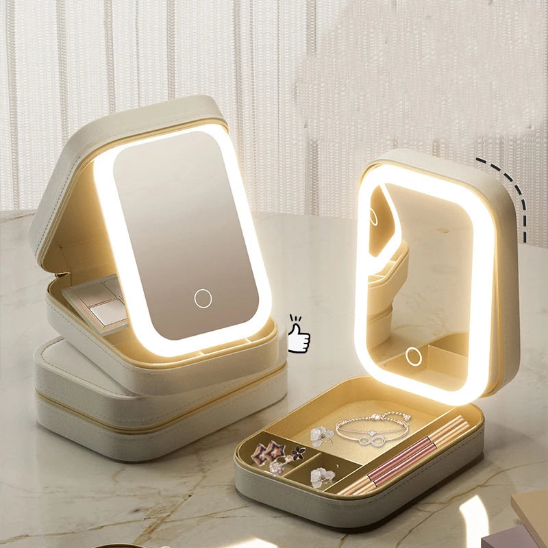 LED Mirror Makeup Storage Box