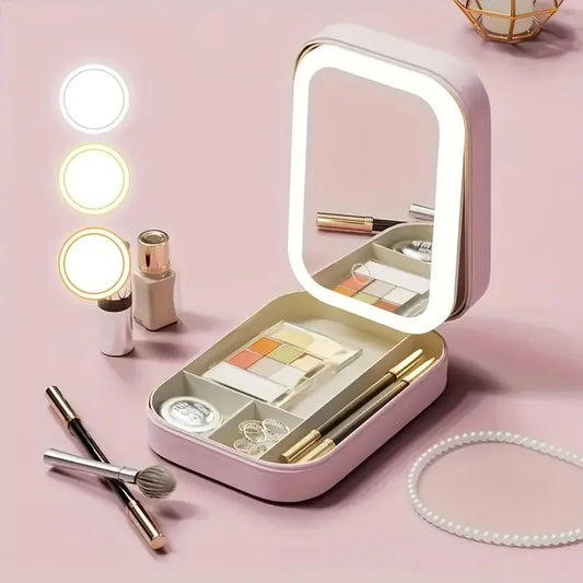 LED Mirror Makeup Storage Box